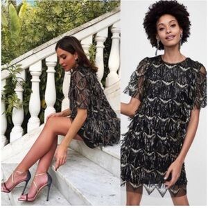 NWT VVMCURVE Women's Size XL Sequin Fringe Dress Sequins Art Deco Cocktail